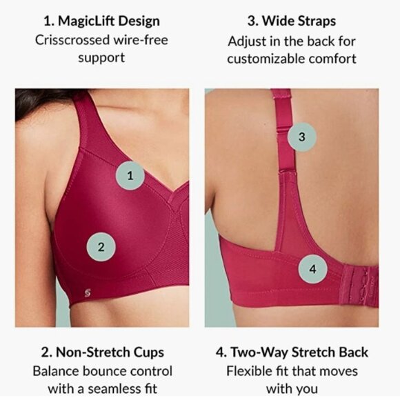 Full Figure MagicLift Plus Size Seamless Wirefree Back Close Sports Bra 40F - Picture 5 of 10